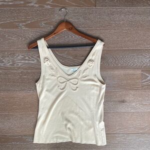 Cache Floral Sweater Tank | Tan | L